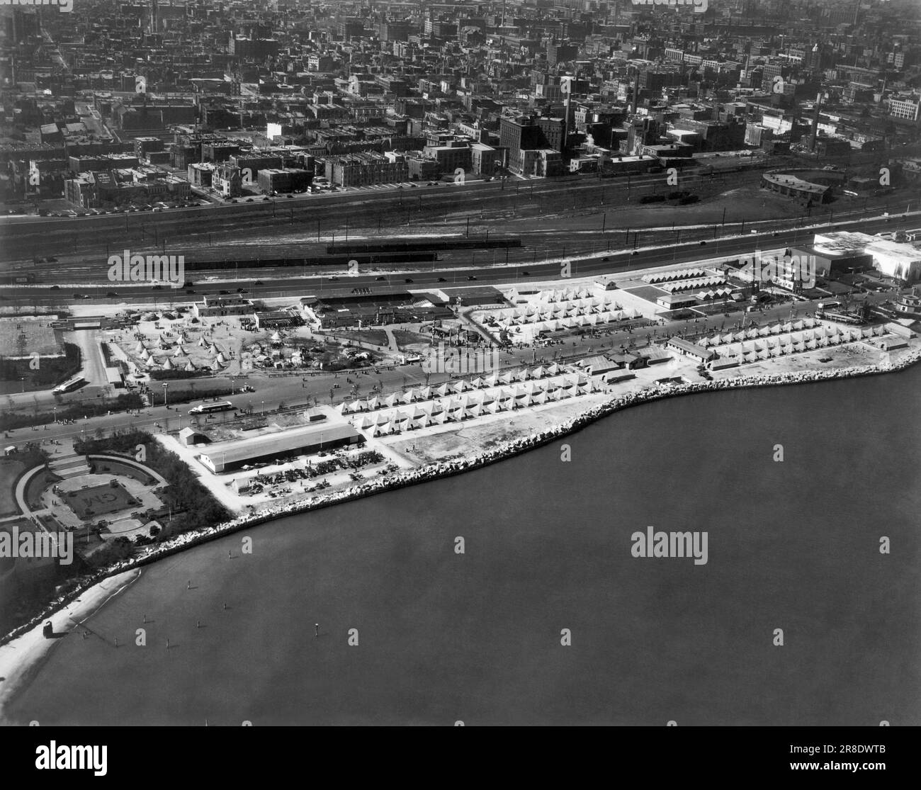 Chicago, Illinois : 29 septembre 1933 le campement de l'armée, Camp John Whistler à l'exposition Century of Progress. Banque D'Images