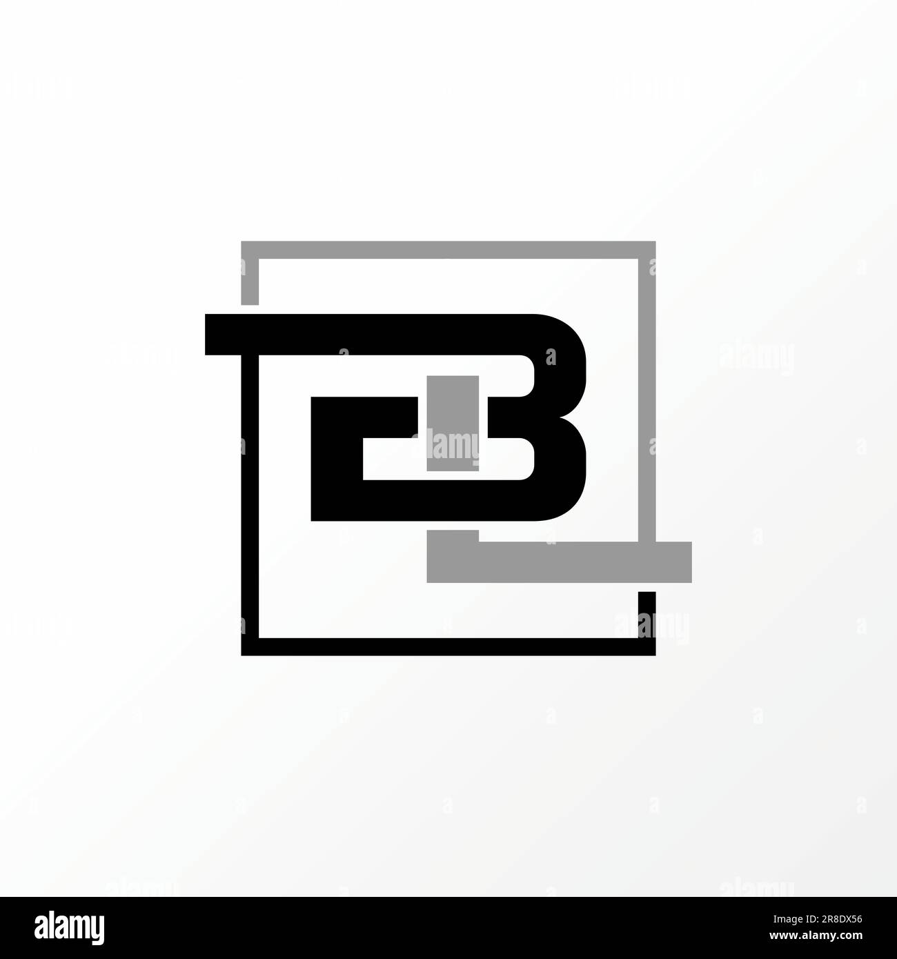 Logo design concept graphique créatif abstrait premium vecteur libre lettre BL Connect police ligne rectangulaire liée au monogramme typographique initial Illustration de Vecteur