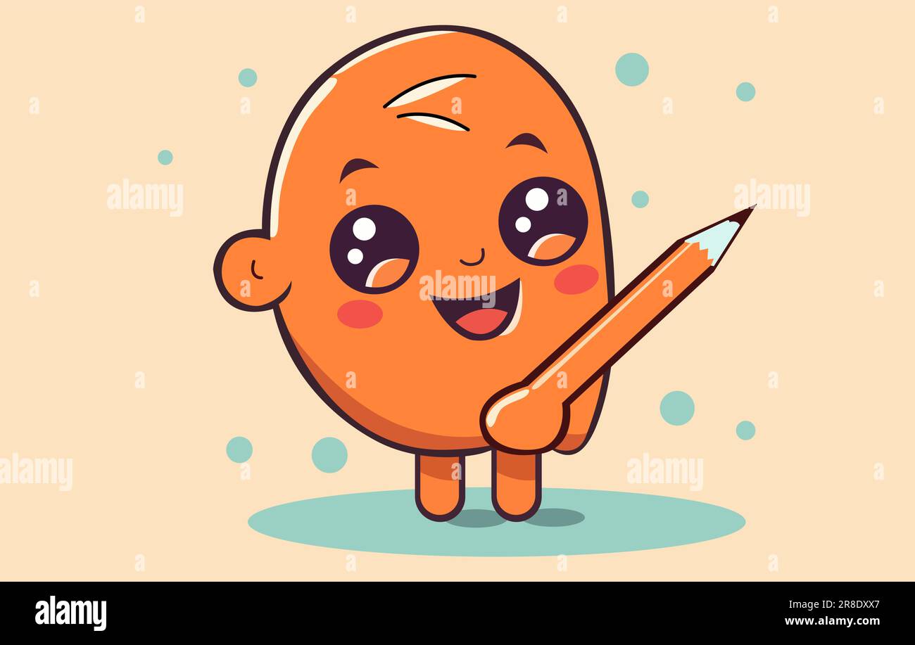 Jeu de caractères de crayon jaune, crayons mignon avec visages drôles