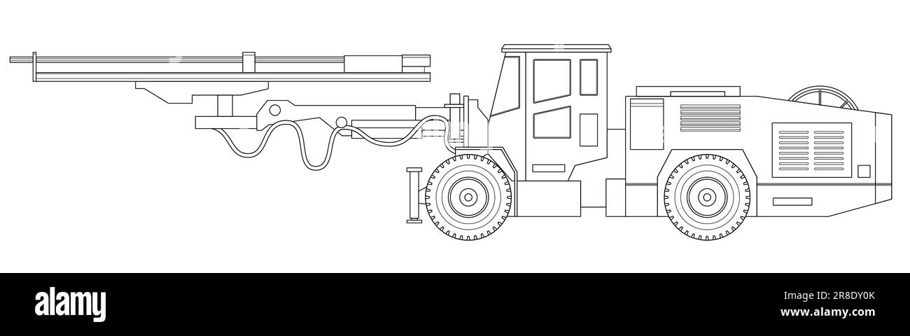Engins de forage de tunnels, engins de forage automoteurs. Équipement pour l'industrie minière à forte intensité. Extraction de l'argile en carrière. Illustration de Vecteur