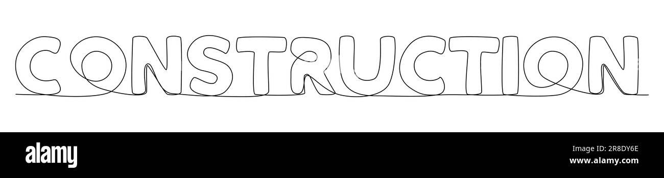 Une ligne continue de mot Construction. Concept de vecteur d'illustration à trait fin. Dessin de contour idées créatives. Illustration de Vecteur Une ligne continue de mot Construction. Concept de vecteur d'illustration à trait fin. Dessin de contour idées créatives. Illustration de Vecteur