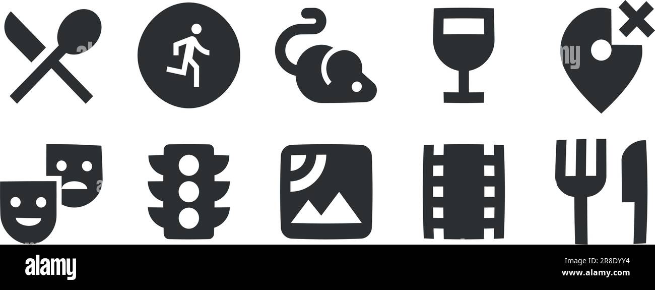 Ensemble de 10 icônes cartes. Icônes de lignes fines modernes. Ensemble simple. pour mobile et web. Pack d'icônes à remplissage fin. UI et UX Illustration de Vecteur