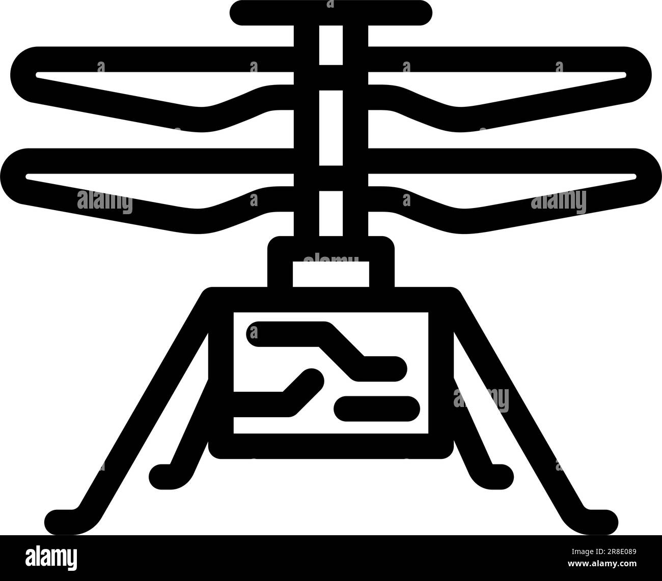 illustration vectorielle d'icône de ligne de planète d'hélicoptère mars Illustration de Vecteur