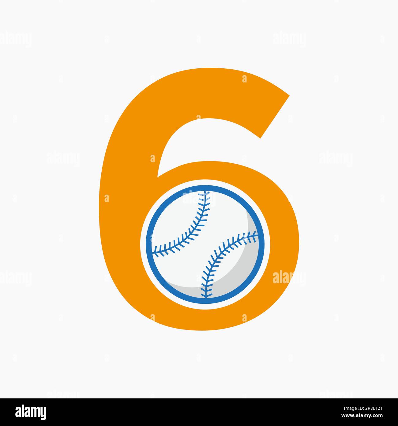 Logo de baseball sur le modèle de vecteur lettre 6 Illustration de Vecteur