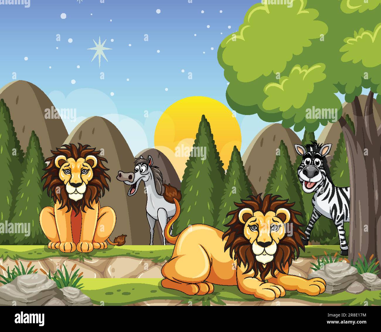 Illustration des animaux dans la forêt sauvage Illustration de Vecteur