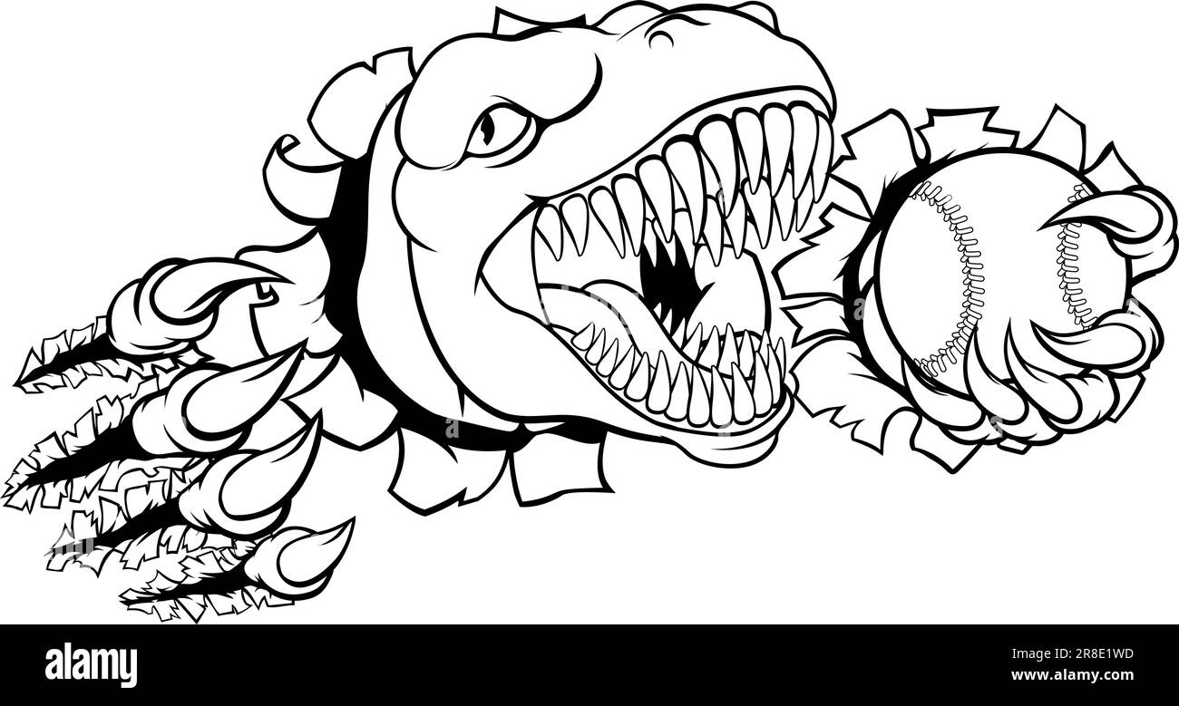 Joueur de Baseball Sports de dinosaures animal mascotte Illustration de Vecteur