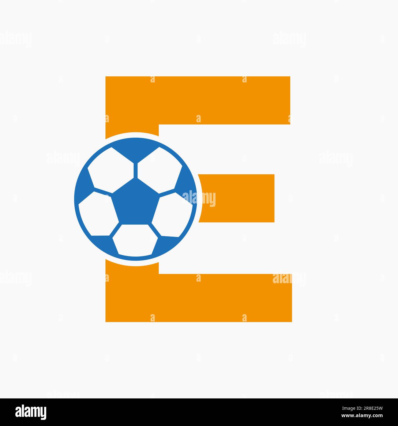 Lettre initiale E logo Soccer. Modèle vectoriel de logo football Illustration de Vecteur