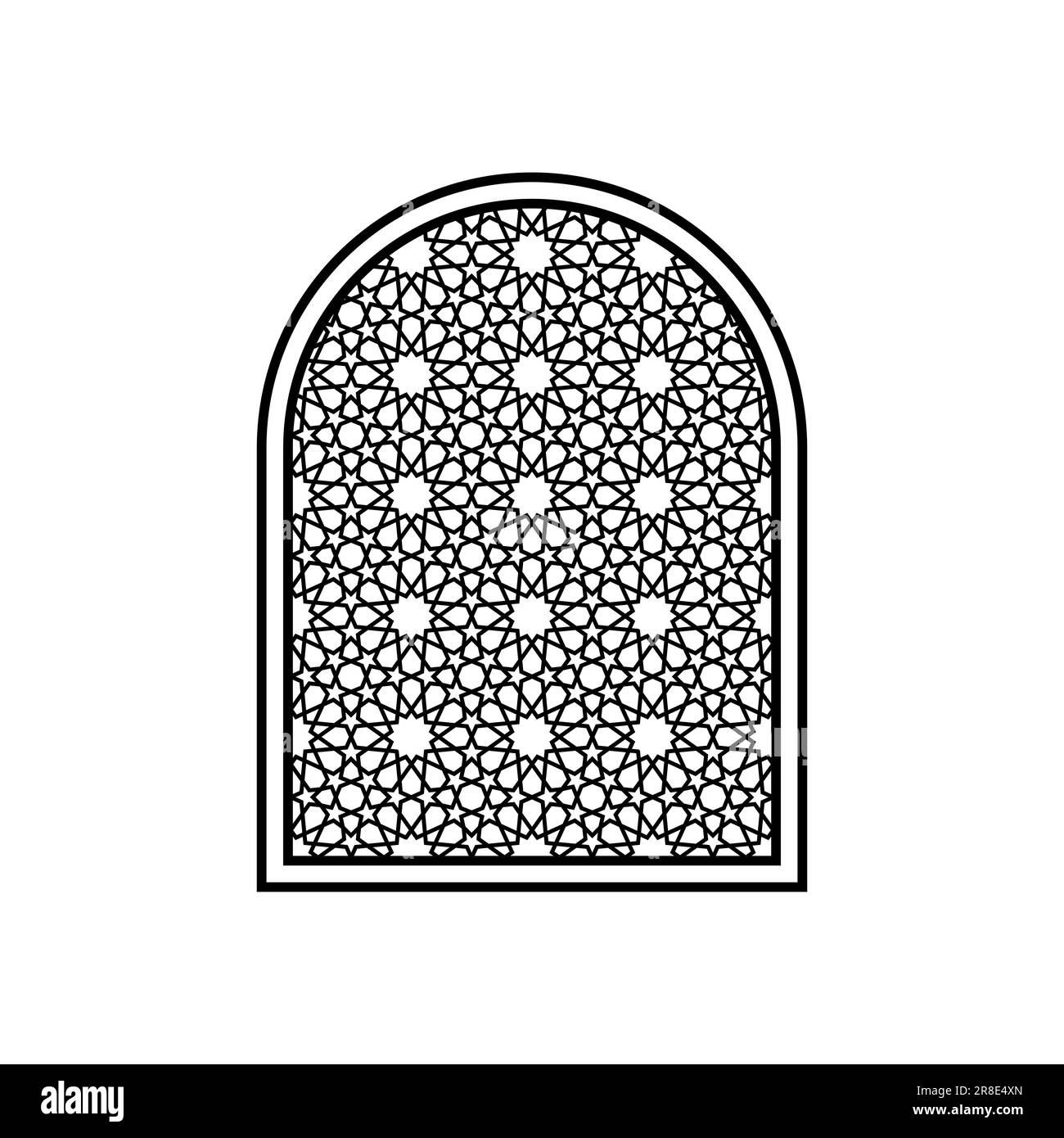 Fenêtre orientale sculptée dans un style silhouette pour l'impression et le design.Illustration vectorielle. Illustration de Vecteur