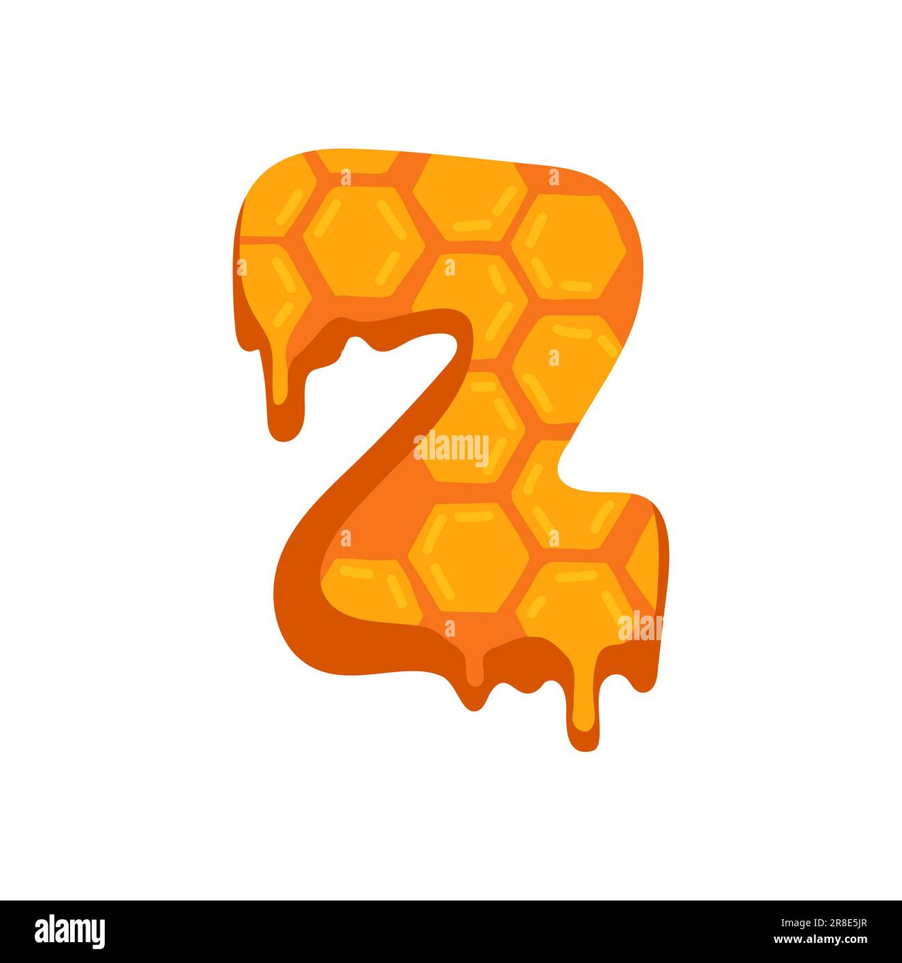 Z police d'automne, majuscule majuscule de miel doux nid d'abeille. Vecteur automne type ABC, jeu de caractères ou élément de type. Police de l'alphabet latin anglais Illustration de Vecteur
