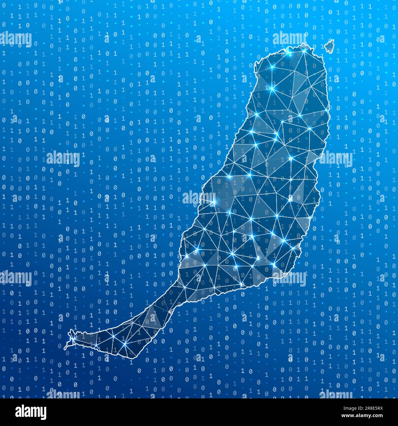 Carte réseau de Fuerteventura. Carte des connexions numériques de l'île. Technologie, Internet, réseau, concept de télécommunication. Illustration vectorielle. Illustration de Vecteur