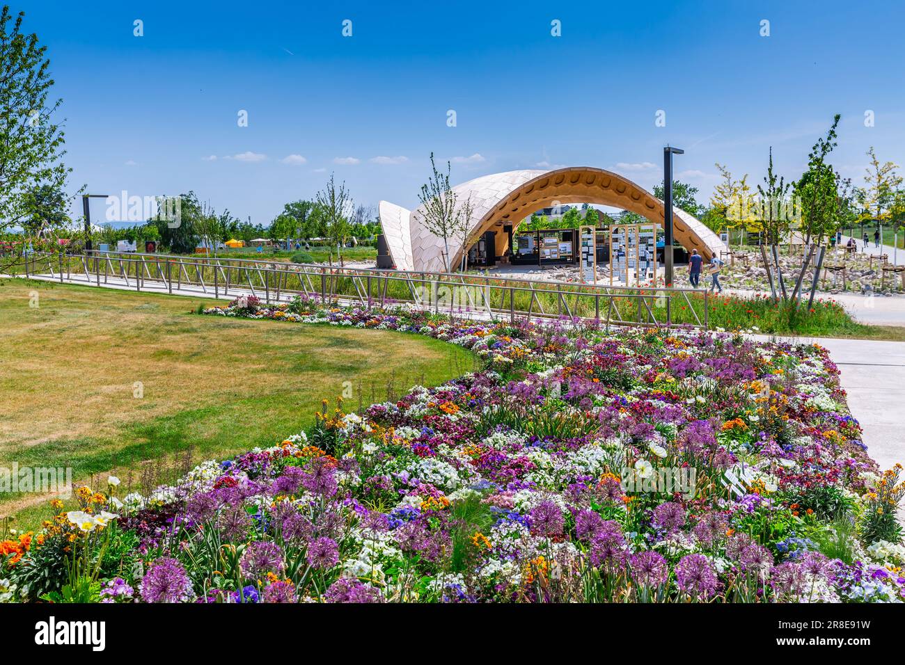Mannheim, Allemagne - 26 mai 2023 : salon fédéral de l'horticulture et des jardins, couvrant les plantations et les thèmes de l'aménagement paysager (Bundesgartenschau BUGA) Banque D'Images