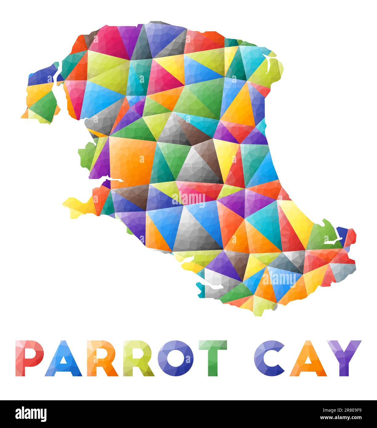 Parrot Cay - petite île colorée en poly. Triangles géométriques multicolores. Design moderne et tendance. Illustration vectorielle. Illustration de Vecteur