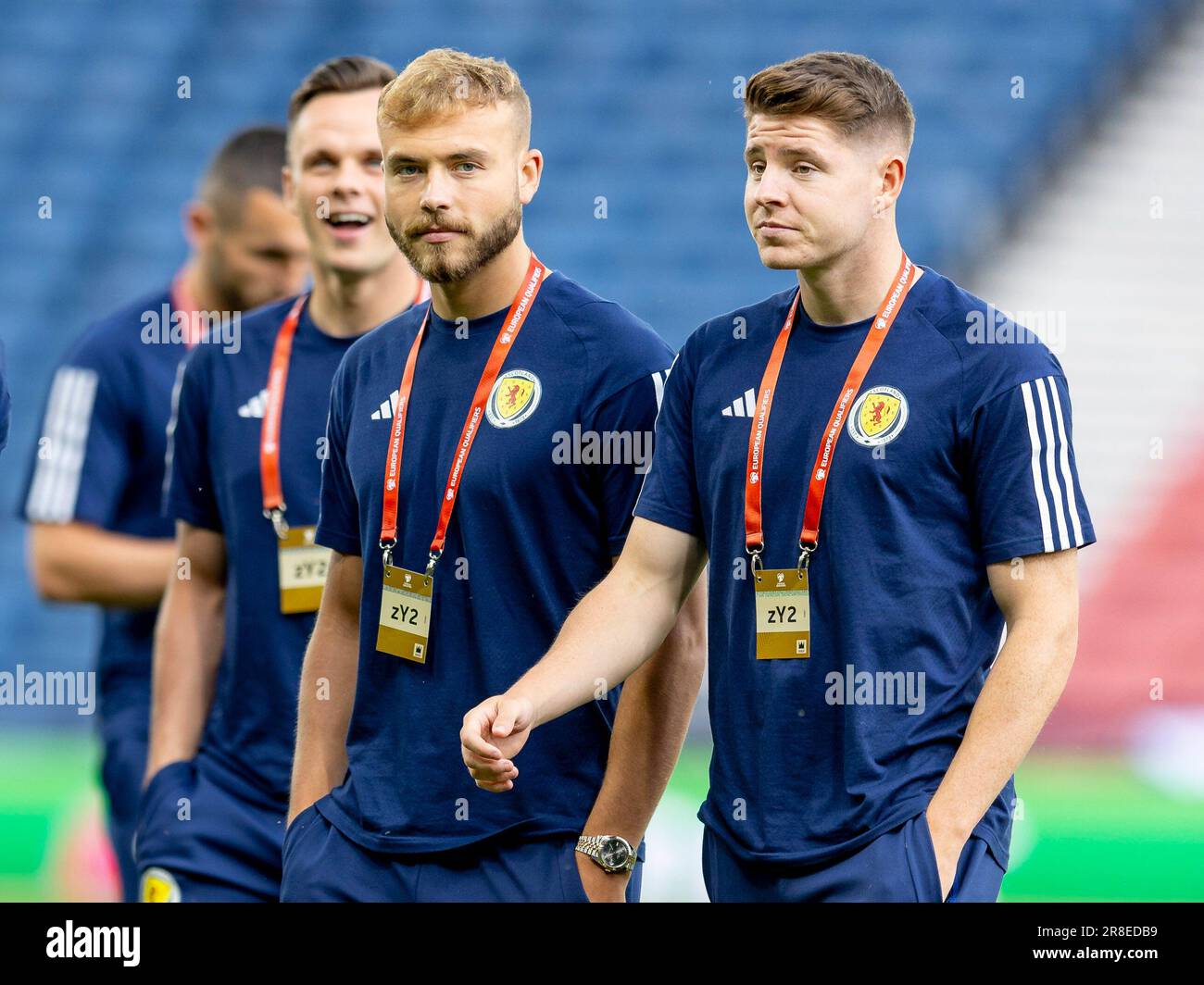 Glasgow, Royaume-Uni. 20th juin 2023. Ryan Porteous d'Écosse et Kevin Nisbet d'Écosse pendant l'UEFA EURO 2024 Quaiifying Scotland V Georgia au stade de Hampden Park le mardi 20 juin 2023 (photo d'Alan Rennie/SportPix/Sipa USA) Credit: SIPA USA/Alay Live News Banque D'Images