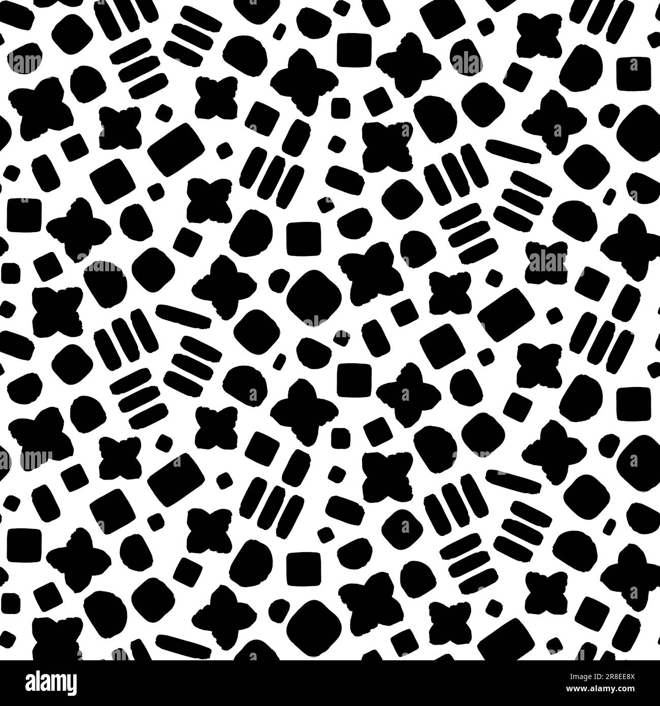 Motif noir sans couture grunge avec symboles mathématiques géométriques abstraits. Décoration pour impression sur tissu, couverture et emballage. Vecteur noir blanc isolé Illustration de Vecteur