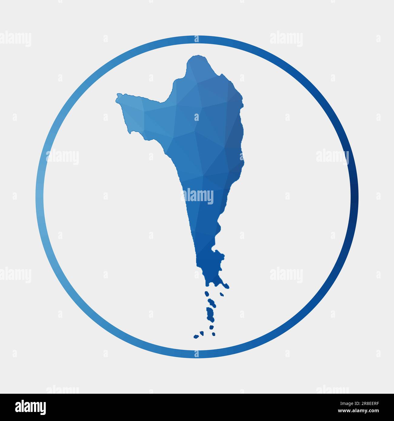 Icône Phu Quoc. Carte polygonale de l'îlot dans l'anneau de gradient. Panneau rond bas en poly Phu Quoc. Illustration vectorielle. Illustration de Vecteur