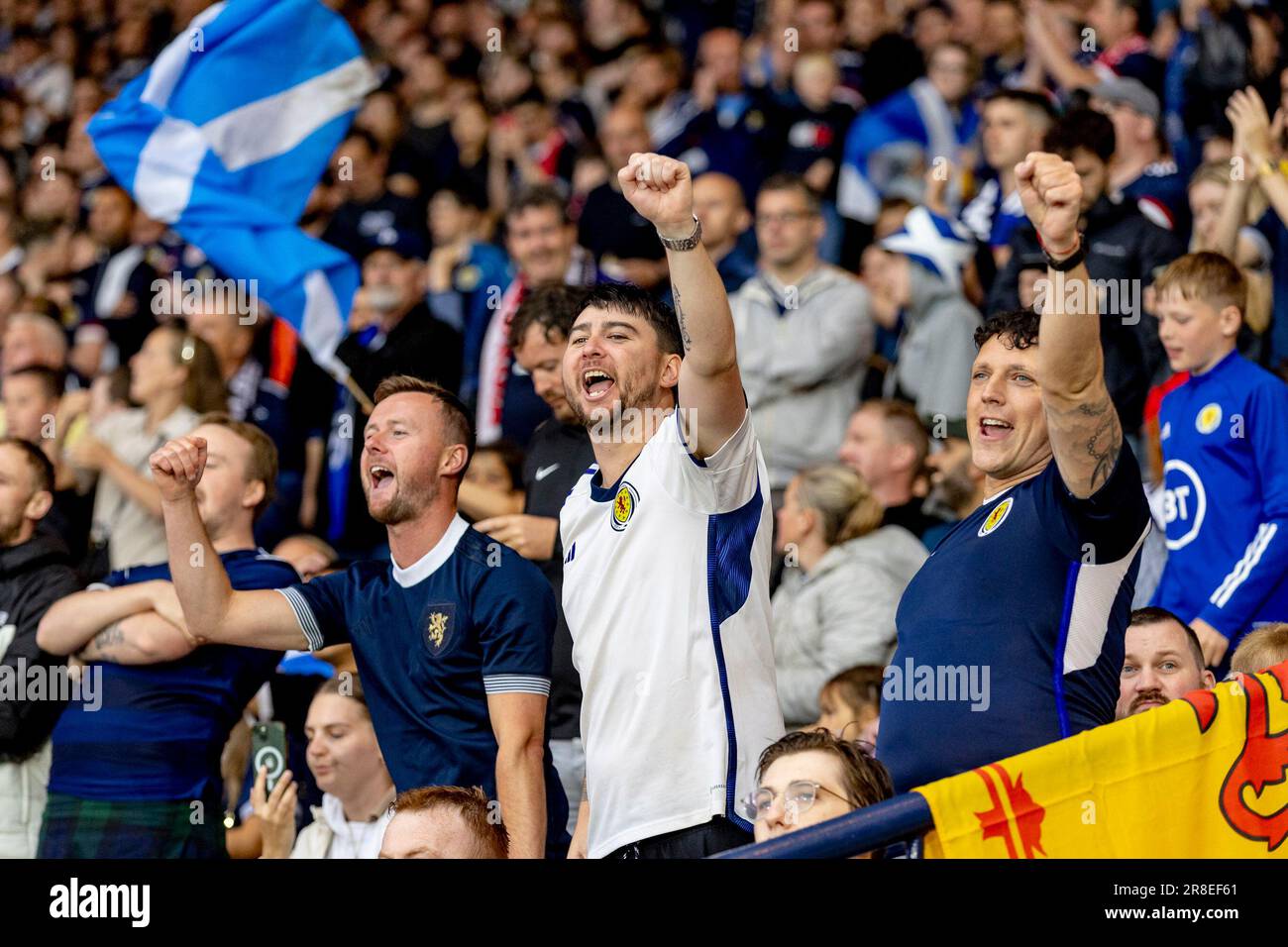 Glasgow, Royaume-Uni. 20th juin 2023. Scotland fans pendant l'UEFA EURO 2024 Quaiifying Scotland V Georgia au stade de Hampden Park le mardi 20 juin 2023 (photo par Alan Rennie /SportPix/Sipa USA) Credit: SIPA USA/Alay Live News Banque D'Images