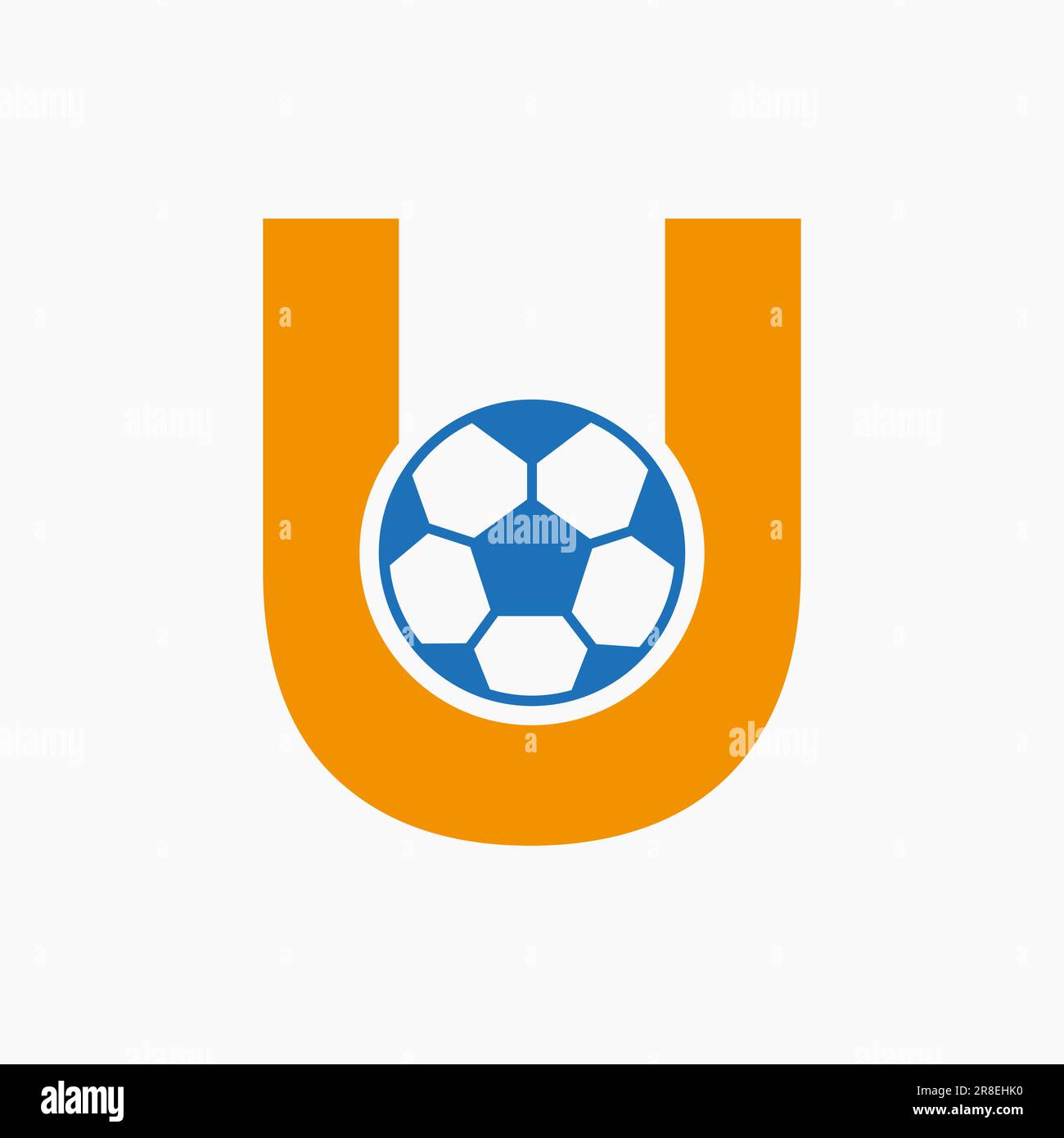 Lettre initiale U logo Soccer. Modèle vectoriel de logo football Illustration de Vecteur