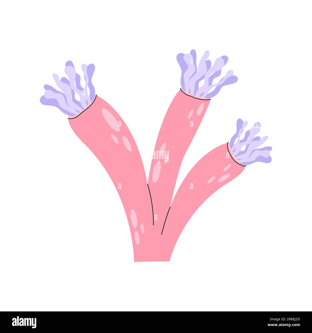 Joli corail marin dans un style de dessin animé. Illustration de Vecteur