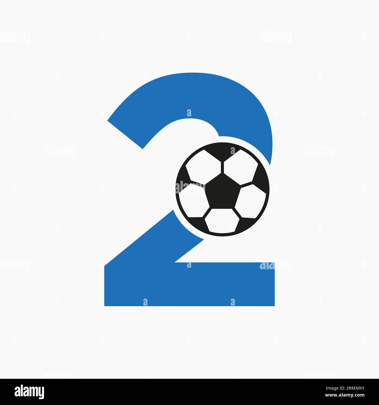Lettre initiale 2 logo Soccer. Modèle vectoriel de logo football Illustration de Vecteur