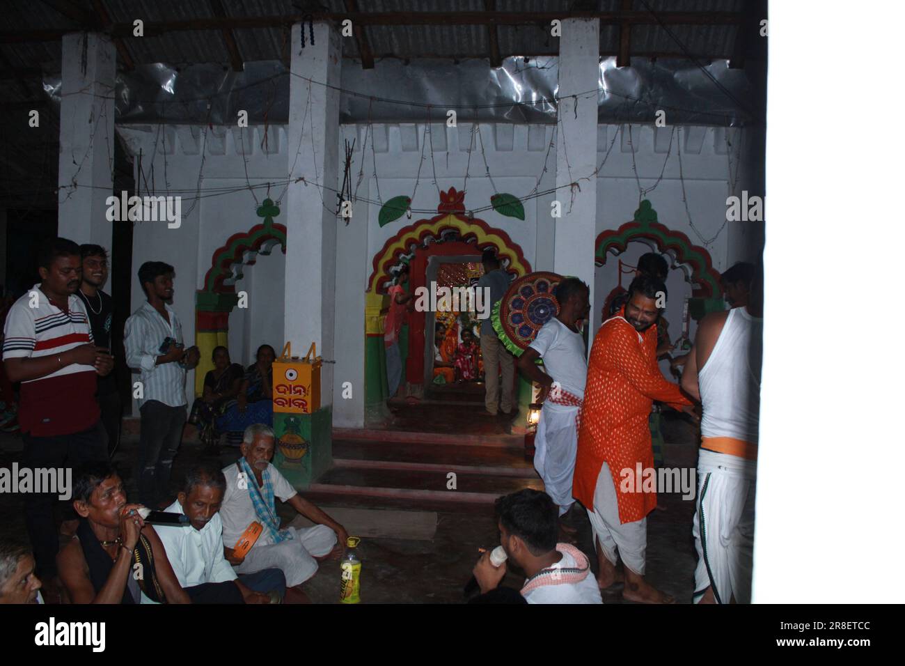 Bhadrak, Odisha , INDE - JUIN 20 2023 : idole divine des divinités hindoues Lord Jagannath pendant le festival chariot. Mondialement célèbre Rath Yatra (char Banque D'Images