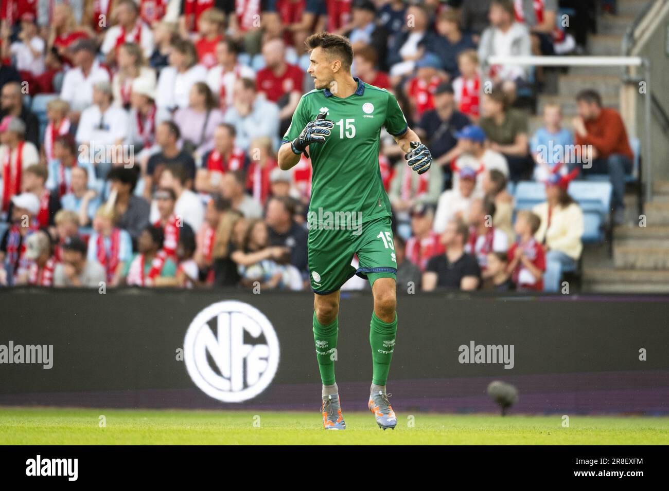 Oslo, Norvège. 20th juin 2023. Le gardien de but Joel Mall (15) de Chypre vu lors du match de qualification de l'UEFA Euro 2024 entre la Norvège et Chypre à Ullevaal Stadion à Oslo. (Crédit photo : Gonzales photo/Alamy Live News Banque D'Images