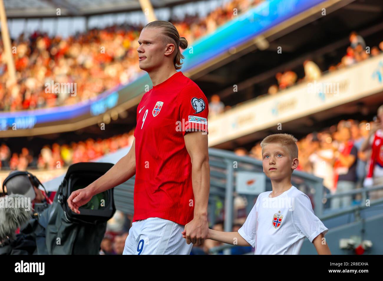 Oslo, Norvège, 20th juin 2023. Le Norway Erling Braut Haaland part pour le qualificatif de l'UEFA Euro 2024 entre la Norvège et Chypre au stade Ullevål à Oslo crédit: Frode Arnesen/Alay Live News Banque D'Images