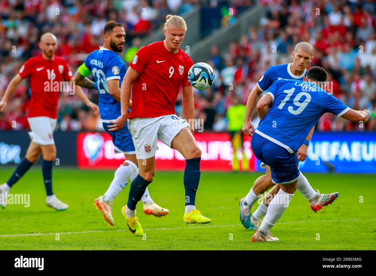 Oslo, Norvège, 20th juin 2023. Erling Braut Haaland en Norvège dans le qualificatif Euro 2024 de l'UEFA entre la Norvège et Chypre au stade Ullevål à Oslo crédit: Frode Arnesen/Alay Live News Banque D'Images