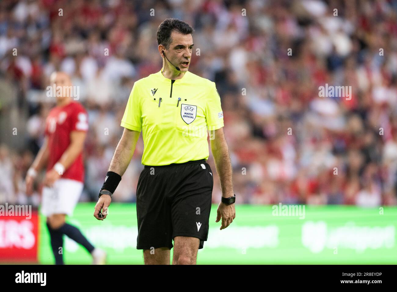 Oslo, Norvège. 20th juin 2023. Arbitre Aleksandar Stavrev vu lors du match de qualification de l'UEFA Euro 2024 entre la Norvège et Chypre à l'Ullevaal Stadion à Oslo. (Crédit photo : Gonzales photo/Alamy Live News Banque D'Images