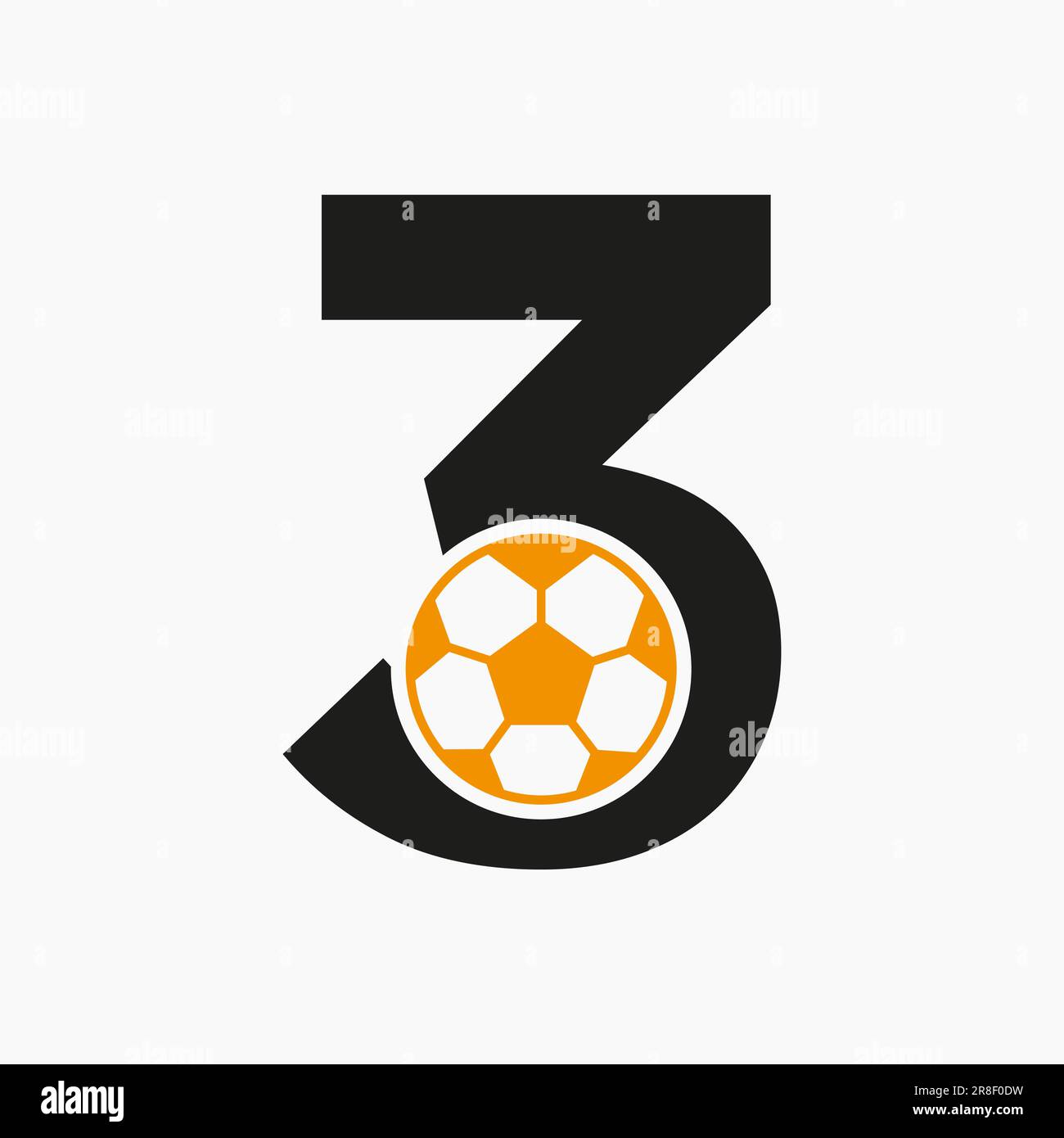 Lettre initiale 3 logo Soccer. Modèle vectoriel de logo football Illustration de Vecteur