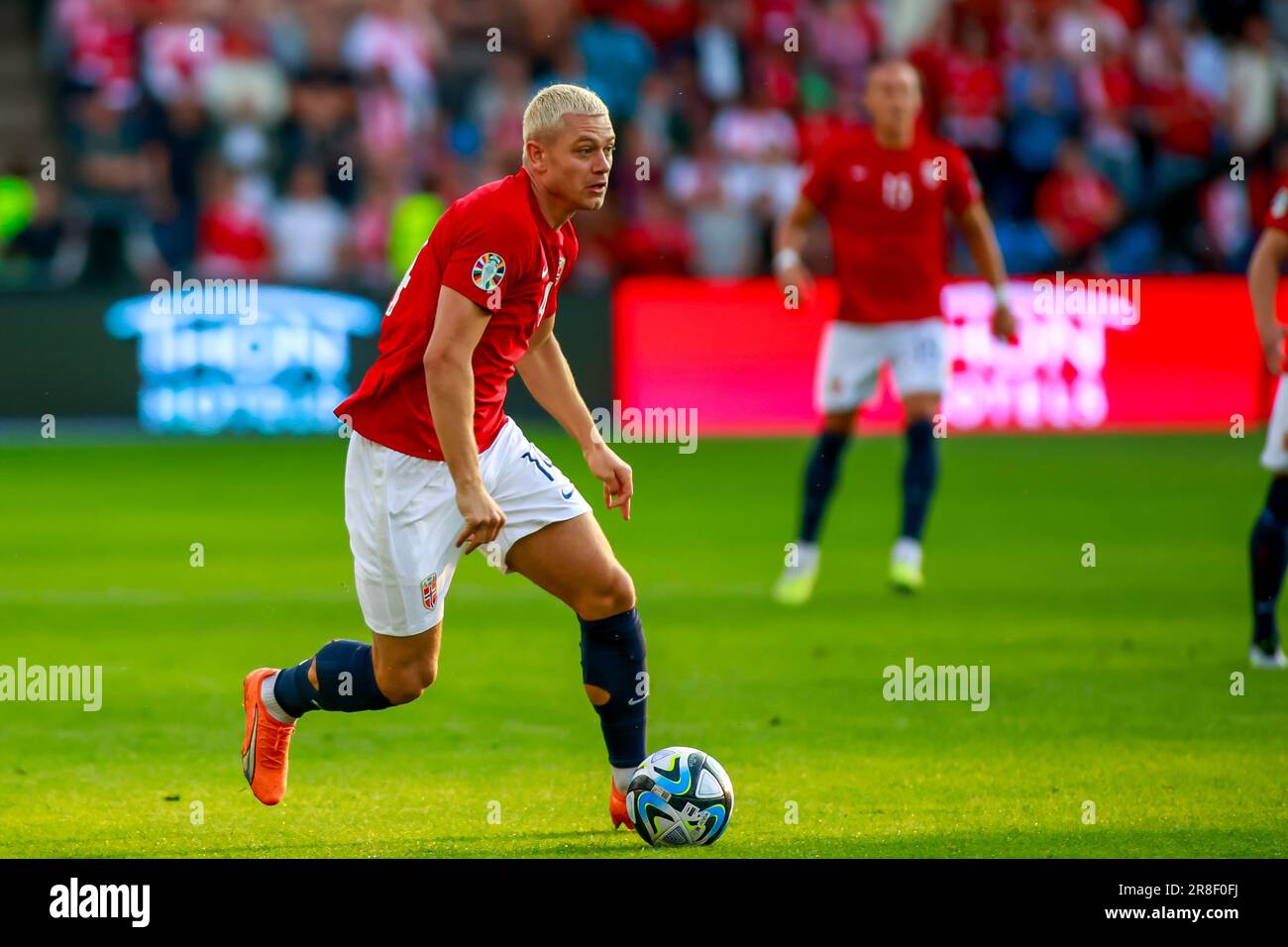 Oslo, Norvège, 20th juin 2023. Julian Ryerson de Norvège dans le qualificatif Euro 2024 de l'UEFA entre la Norvège et Chypre au stade Ullevål à Oslo crédit: Frode Arnesen/Alay Live News Banque D'Images