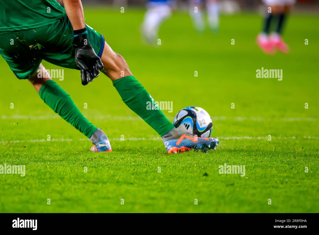Oslo, Norvège, 20th juin 2023. Le gardien de but de Cyprys Joël Mall lance le ballon dans le qualificatif de l'UEFA Euro 2024 entre la Norvège et Chypre au stade Ullevål à Oslo crédit: Frode Arnesen/Alay Live News Banque D'Images