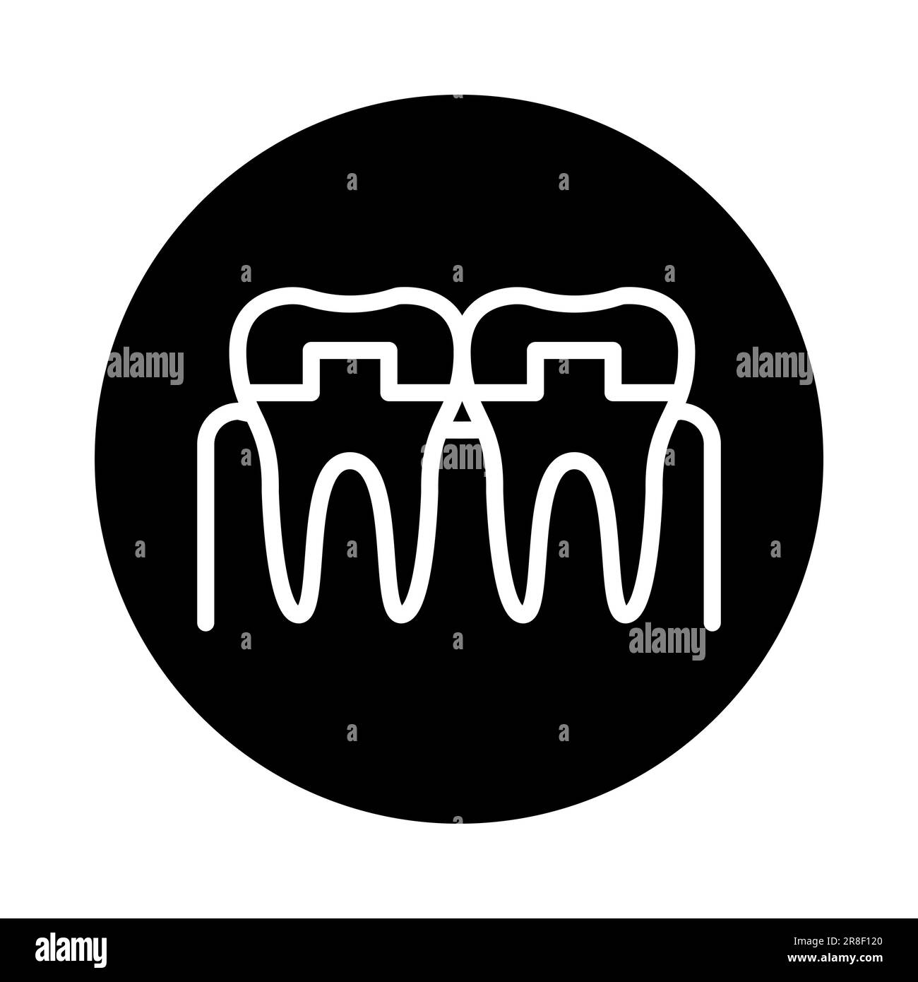 Icône de ligne de couleur des dents couronnées. Elément vectoriel isolé. Pictogramme de contour pour la page Web, l'application mobile, la promotion Illustration de Vecteur