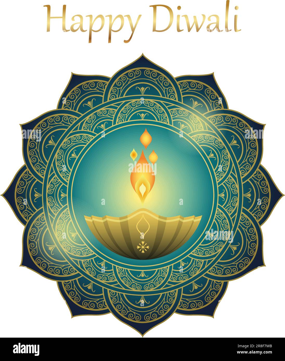 Design de symbole Diwali heureux avec bougies votive isolées sur Un fond blanc. Illustration vectorielle. Illustration de Vecteur