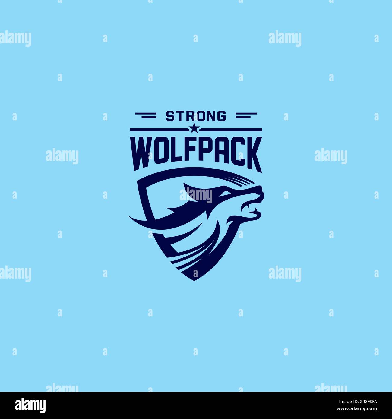 Logo bleu loup. Vecteur de logo Wolf Shield Illustration de Vecteur