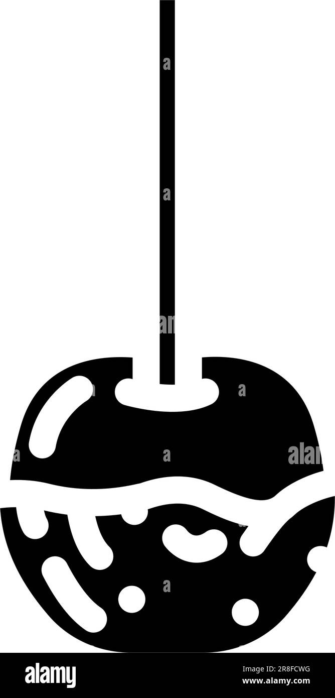 illustration vectorielle de l'icône en forme de glyphe d'en-cas aux pommes au caramel Illustration de Vecteur