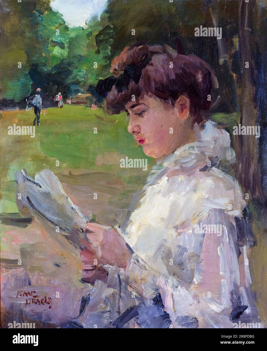 Isaac Israëls, Girl Reading, peinture de portrait à l'huile sur toile, vers 1906 Banque D'Images