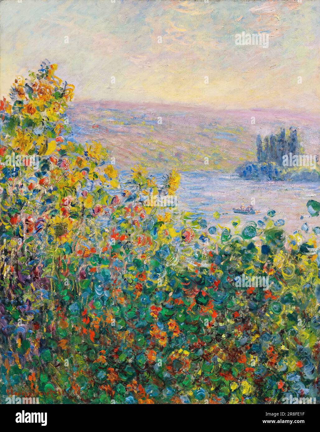 Claude Monet, Lits de fleurs à Vétheuil, peinture de paysage à l'huile sur toile, 1881 Banque D'Images