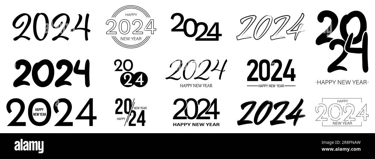 Lot de 2024 logos Happy Year. modèle de conception à 2024 numéros. Peut être utilisé pour le marquage, la couverture, la bannière, la carte et les affiches. Illustration vectorielle Illustration de Vecteur