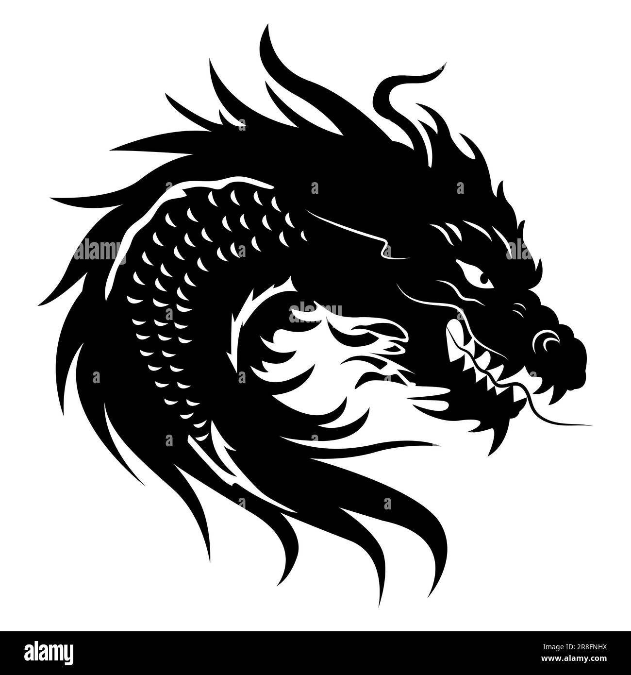 Icône en forme de silhouette noire traditionnelle chinoise Dragon. Bonne année chinoise 2024. Illustration vectorielle Illustration de Vecteur