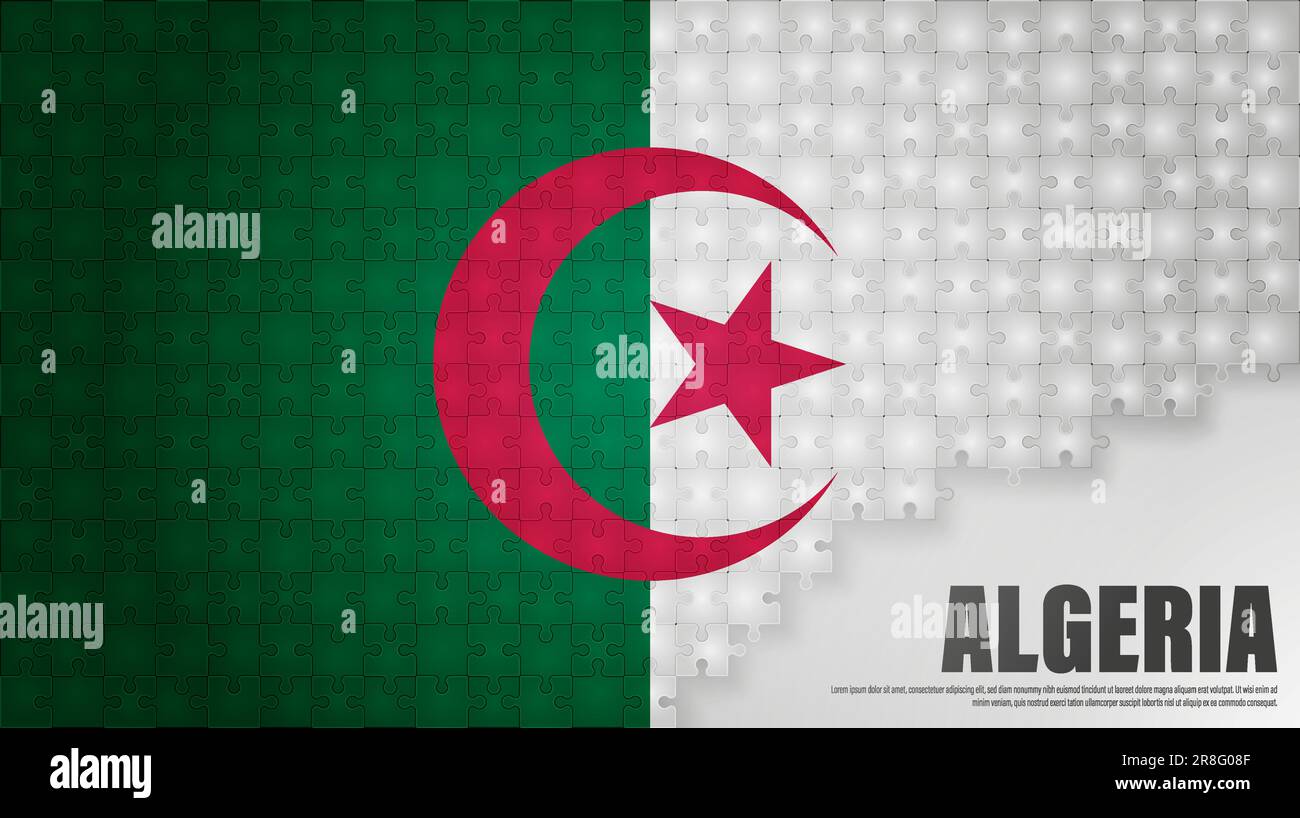 Algérie drapeau jigsaw arrière-plan. Élément d'impact pour l'utilisation que vous voulez en faire. Illustration de Vecteur