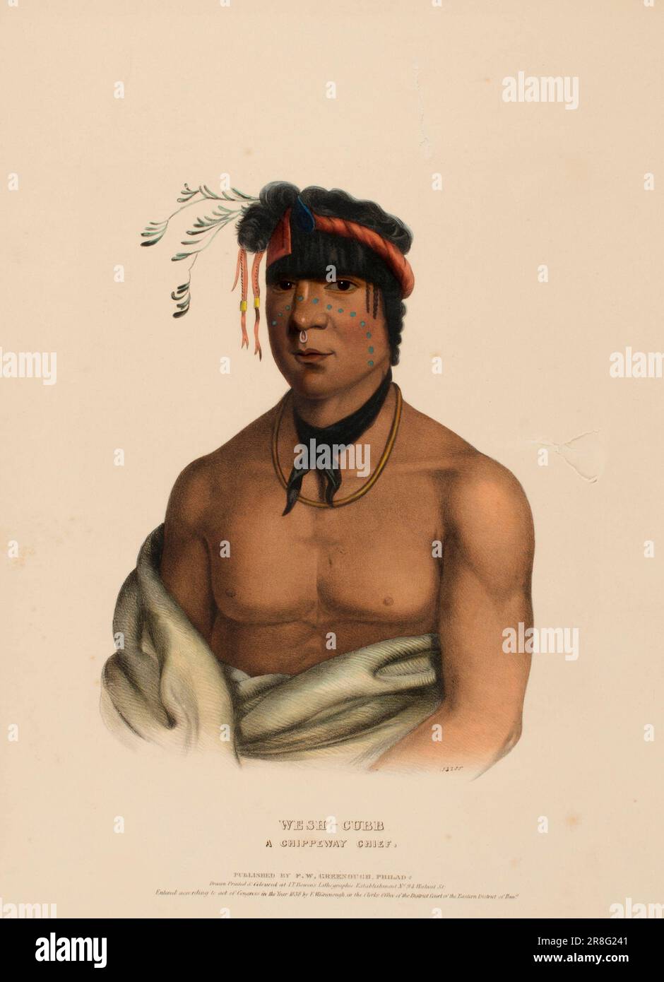 WESH-CUBB. Un CHEF DE CHIPPEWAY, de l'histoire des tribus indiennes d'Amérique du Nord ca. 1836 par McKenney et Hall, 1836-1844 Banque D'Images