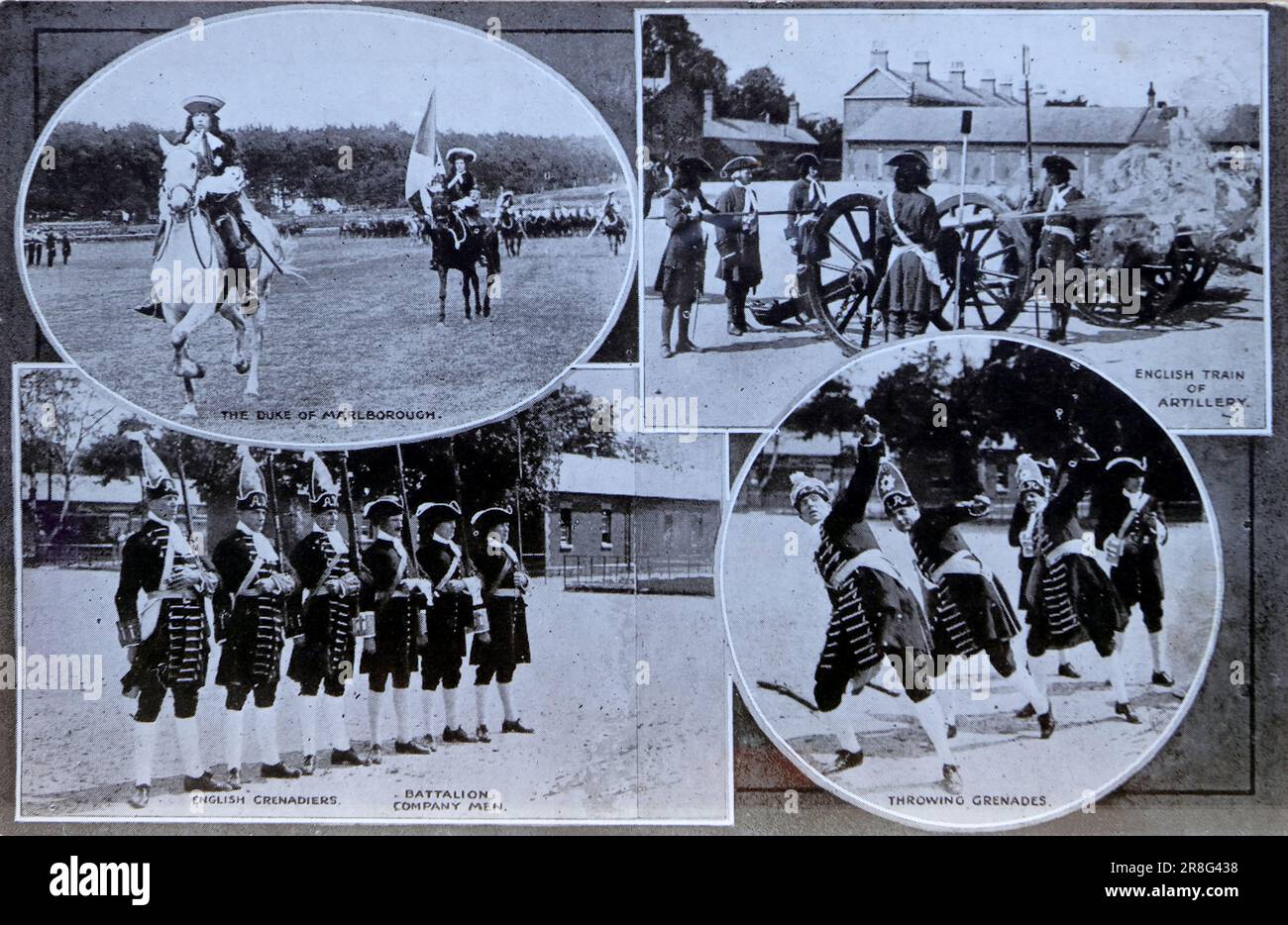 Aldershot Tattoo, multi View, le duc de Marlborough, train anglais d'artillerie, Grenadiers anglais et lancer des grenades, c1930s. Photographie d'une image d'archive de la période. Banque D'Images