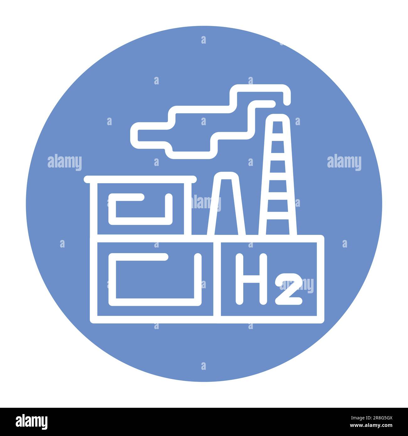 Icône de la ligne de couleur H2 de production en usine.Énergie hydrogène.Elément vectoriel isolé.Pictogramme de contour pour la page Web, l'application mobile, la promotion Illustration de Vecteur