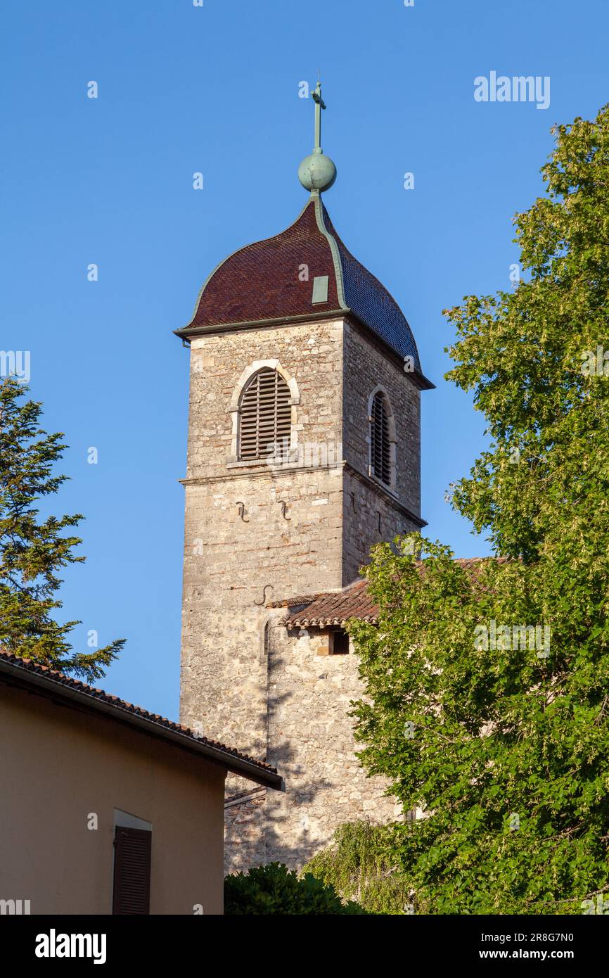 Église Sainte-Marie-Madeleine de Pérouges, Pérouges, département de l'Ain, région Auvergne-Rhône-Alpes en France orientale. Banque D'Images