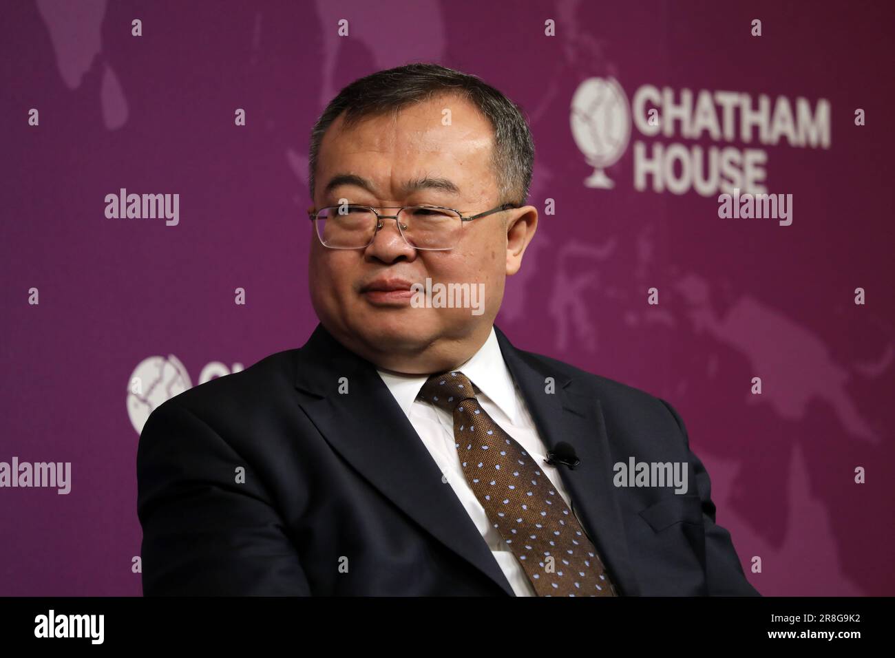 Liu Jianchao, ministre du Département international du Parti communiste chinois, s'est exprimé à Chatham House à Londres, au Royaume-Uni, le 21 juin 2023 Banque D'Images
