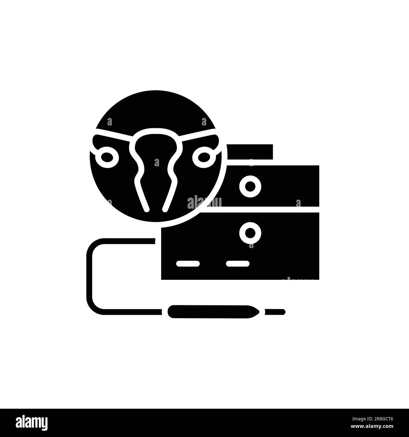 Icône de couleur de la ligne de pathologie cervicale de traitement au laser. Pictogramme de contour pour la page Web, l'application mobile, la promotion. Illustration de Vecteur