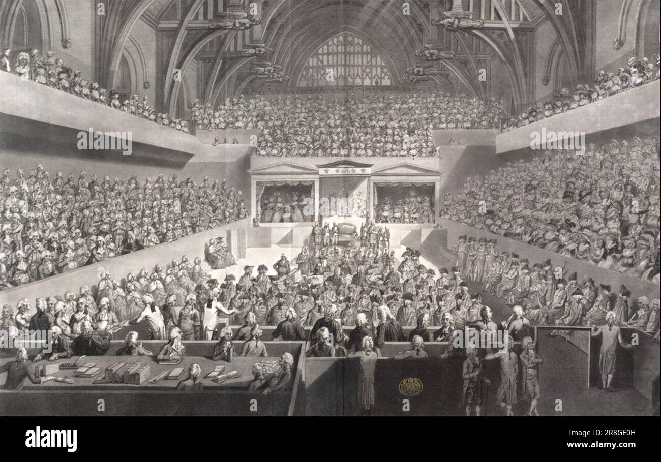 WARREN HASTINGS (1732-1818) Administrateur colonial britannique à la East India Company. Son procès à Westminster Hall en 1788. Banque D'Images