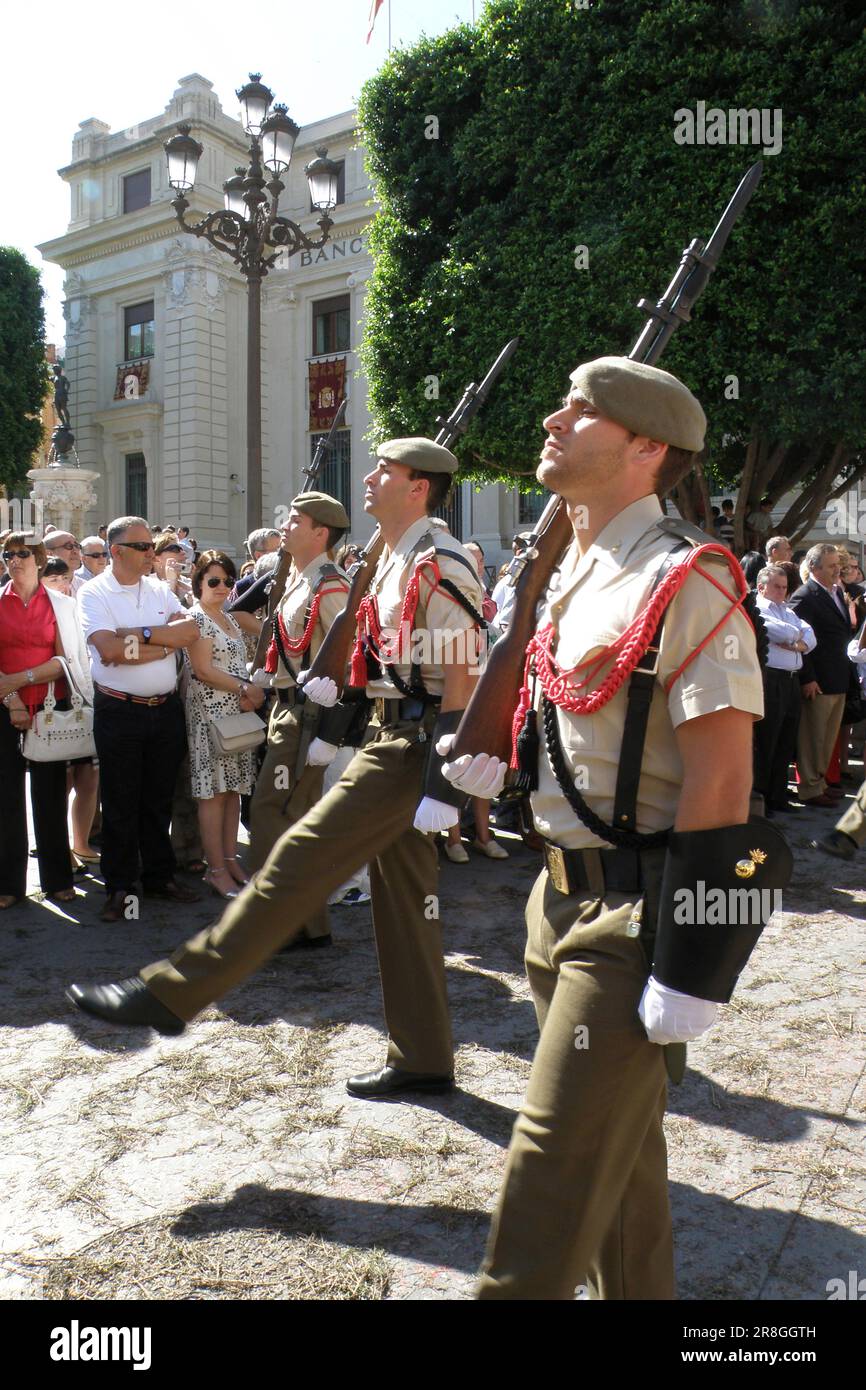 Soldats, Plaza de San Francisco, Séville, Espagne Banque D'Images