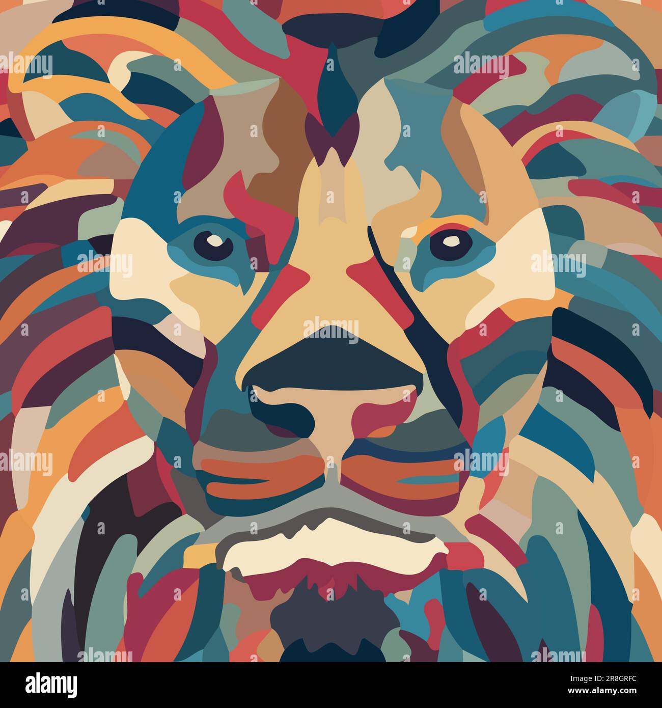 Illustration tigre pop art vecteur coloré. T-shirt tigre pleine couleur. Tête de tigre art moderne arrière-plan abstrait Illustration de Vecteur