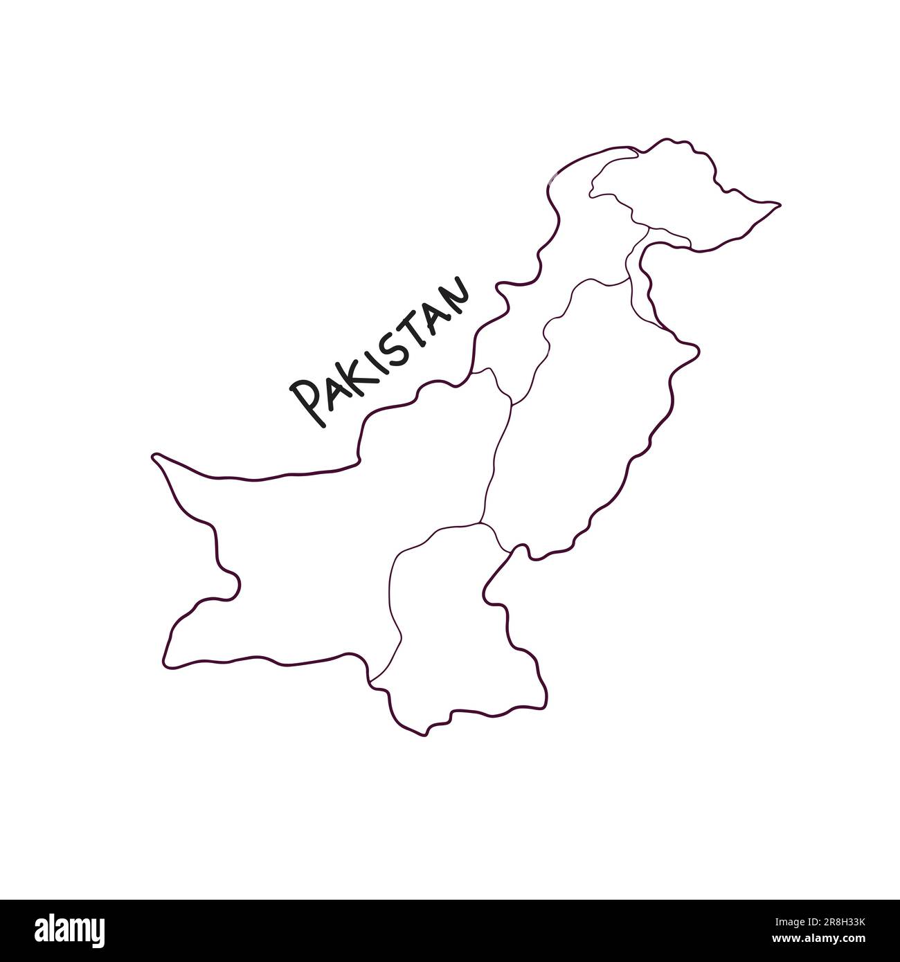 Carte du Pakistan dessinée à la main Illustration de Vecteur